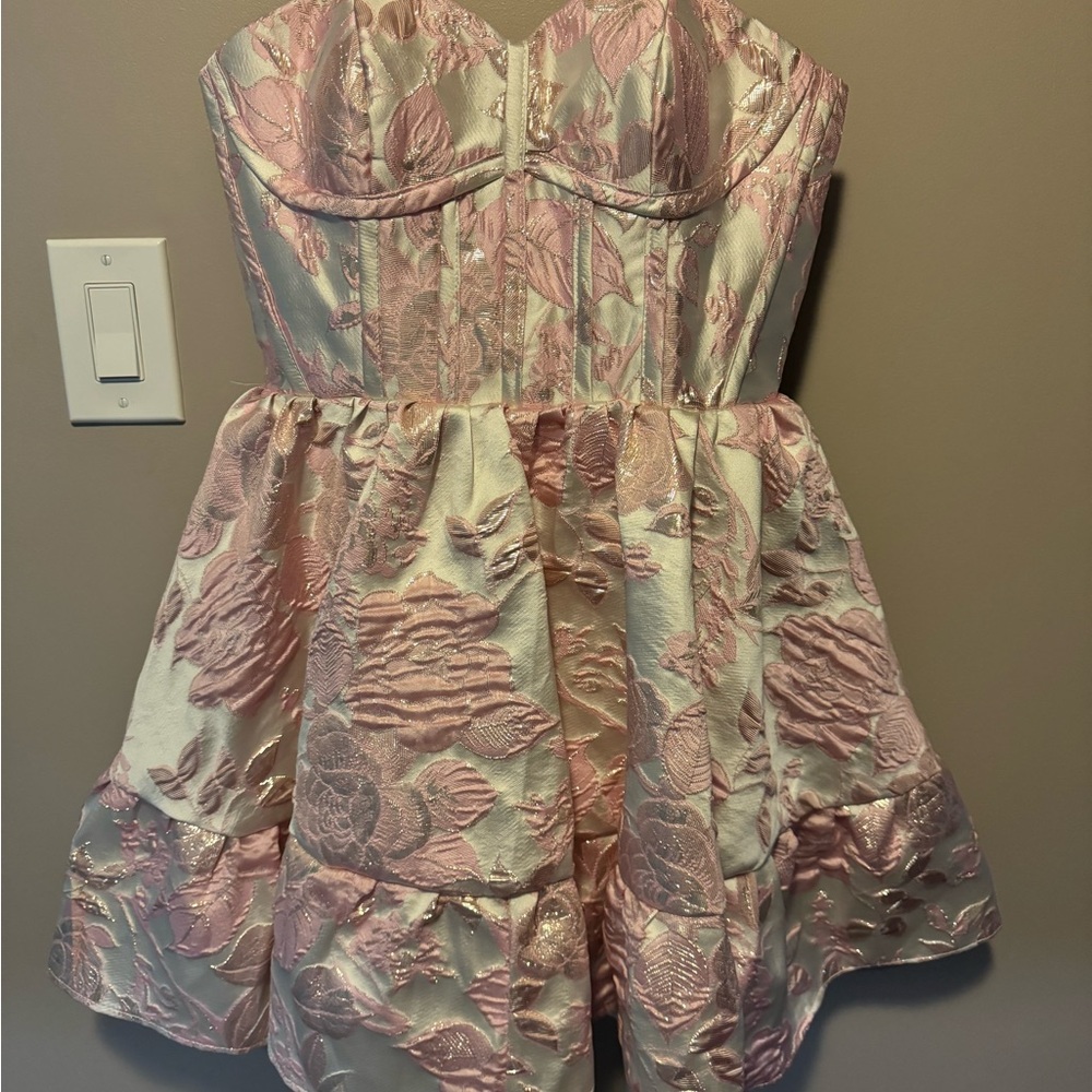 Pink and white floral dress